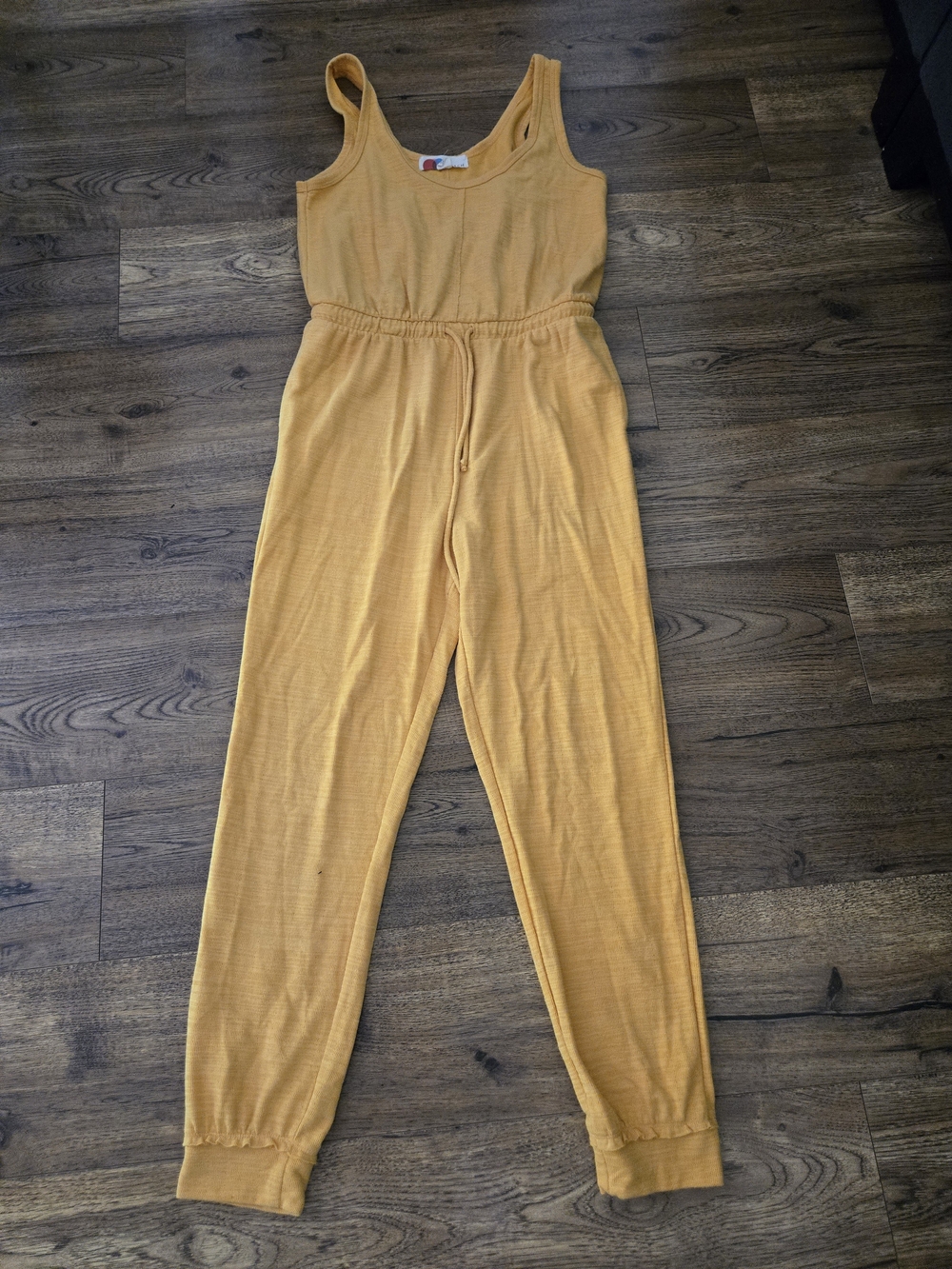 Free People Beach Sleeveless Mustard Yellow Drawstring Jumpsuit - Picture 2 of 3